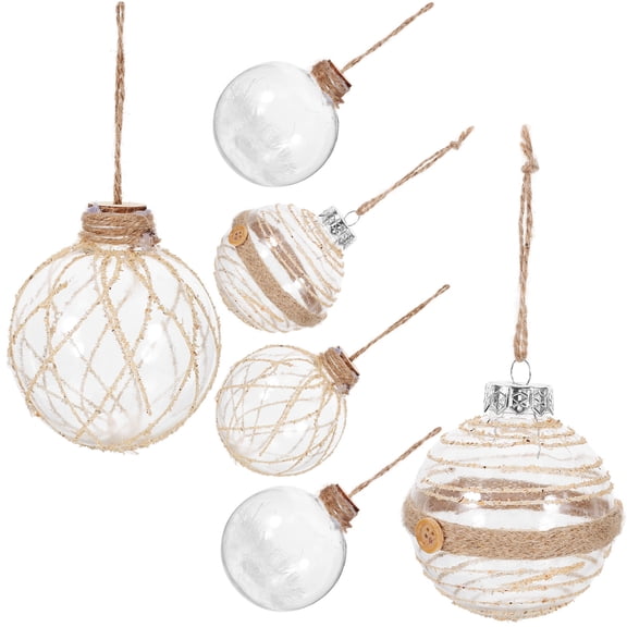 STRANDCHIC Clear Christmas Baubles Set of 6 Pet Ornaments for Festive Holiday Decor and Tree Decoration