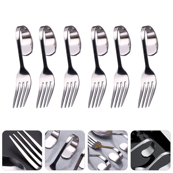 STRANDCHIC 6-Piece Stainless Steel Curved Handle Fork Set for Salad and Dining, Ideal for Restaurants and Friends