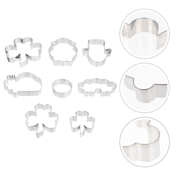 STRANDCHIC 8Pcs St Patricks Day Cookie Making Mold Stainless Steel Baking Tool