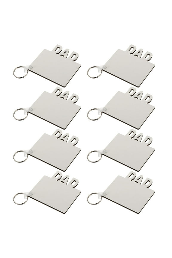 8 Pieces Dad Keychain Blank White MDF DIY Craft Supplies for Parent Gifts