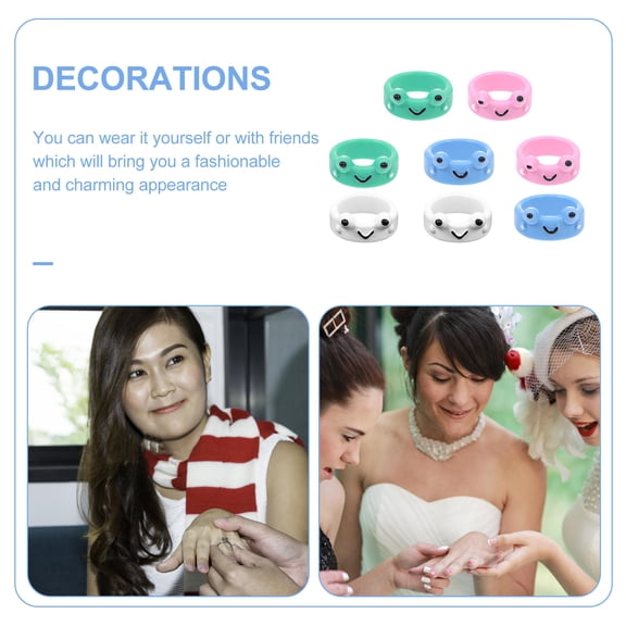 STRANDCHIC 8Pcs Fingernail Rings Plastic Assorted Color Stackable Rings for Stage Performance