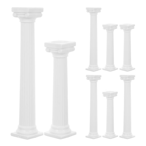 STRANDCHIC Roman Column Cake Stand, White Plastic, Vintage Design, Strong Support, for Party, 8Pcs