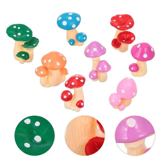 STRANDCHIC 8-Piece Mini Resin Terrarium Figurines Set, Decorative Mushrooms for Flowerpot and Garden Decor
