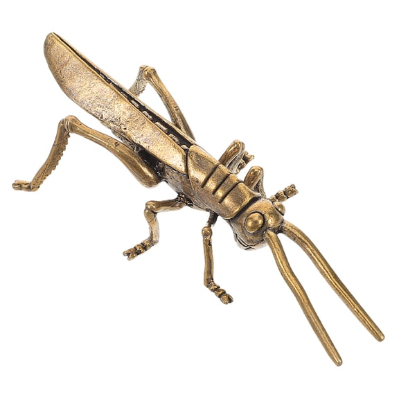 STRANDCHIC Handcrafted Dark Brown Brass Locust Figurine Vintage Insect Sculpture Unique Garden Decoration Ornament