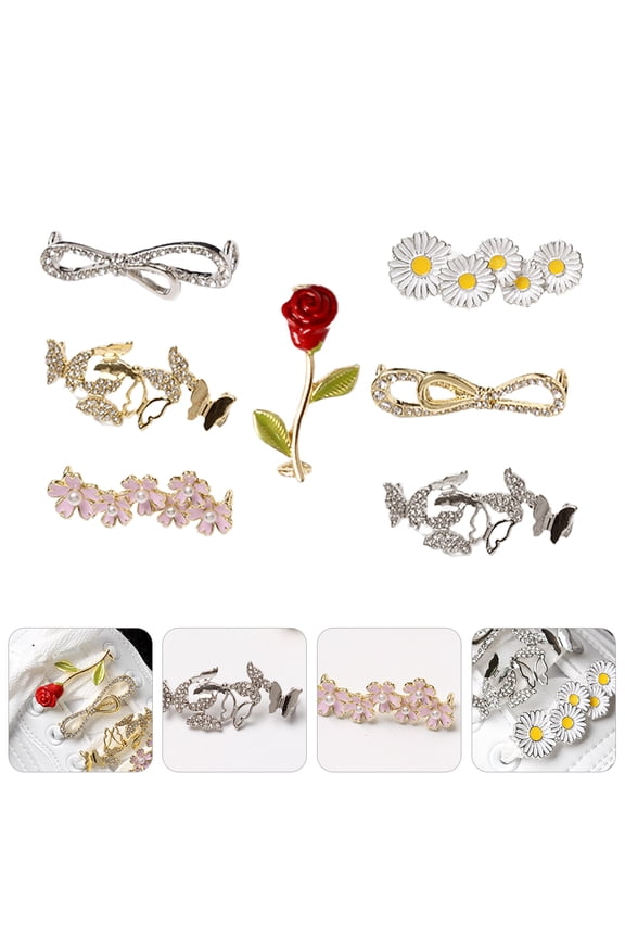 7-Piece Assorted Color Alloy Shoe Clips Set, Stylish Decorative Charms Accessories for Shoes