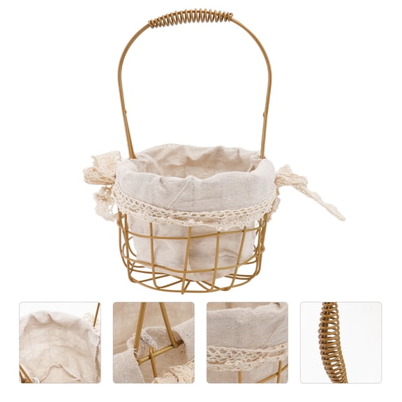 STRANDCHIC Handheld Flower Basket in Assorted Colors for Home Decor, Made of Iron and Cotton Cloth, Ideal for Flowers and Storage, 12 x 10 Inches