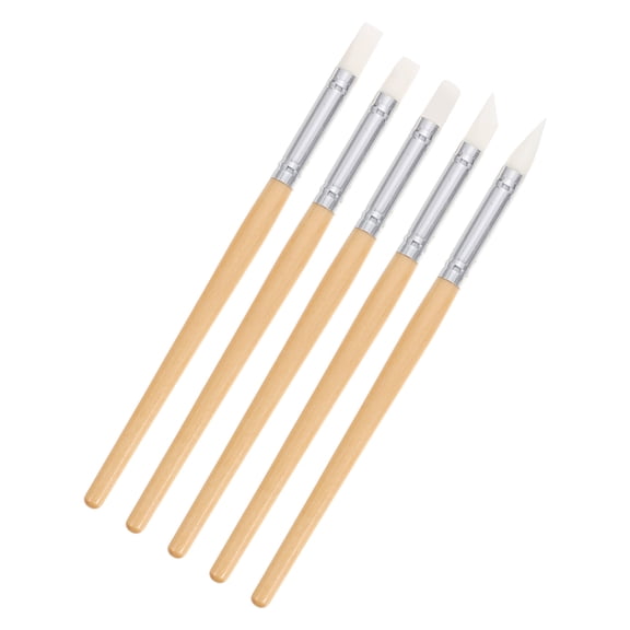 STRANDCHIC 5Pcs Assorted Color Silicone and Wood Clay Tools Professional Polymer Clay Sculpture Pens for Craft Use