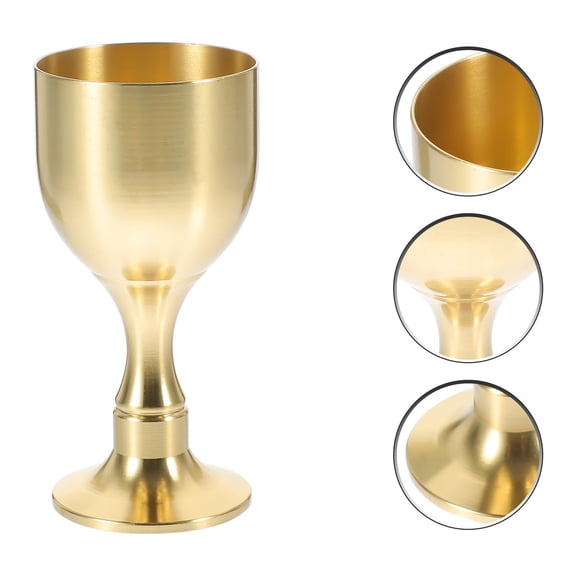 STRANDCHIC Set of 2 Large Brass Chalice Goblets for Church Rituals, Brass Wine Glasses, Decorative Cups