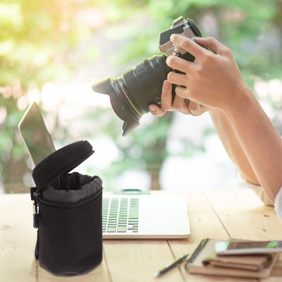 STRANDCHIC Portable Black Camera Lens Pouch with Scratch Water and Shock Resistant Material