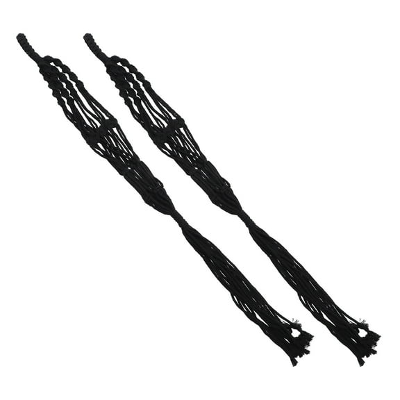 STRANDCHIC Black Cotton Yarn Hanging Plant Holder for Decor, Durable Indoor Outdoor Use, 2 Pcs