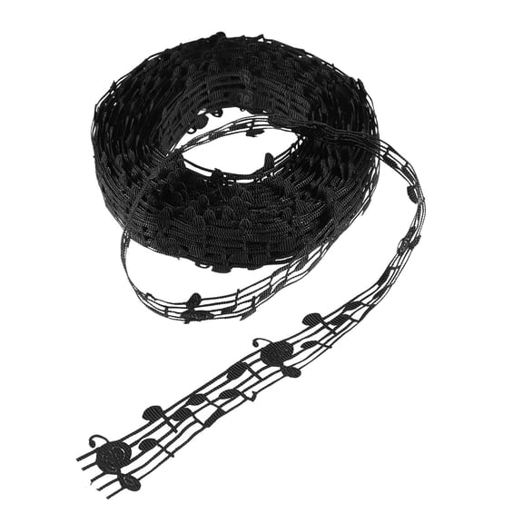 STRANDCHIC Black Musical Note Ribbon for Crafts, Wrapping, and Decorations Made of Polyester