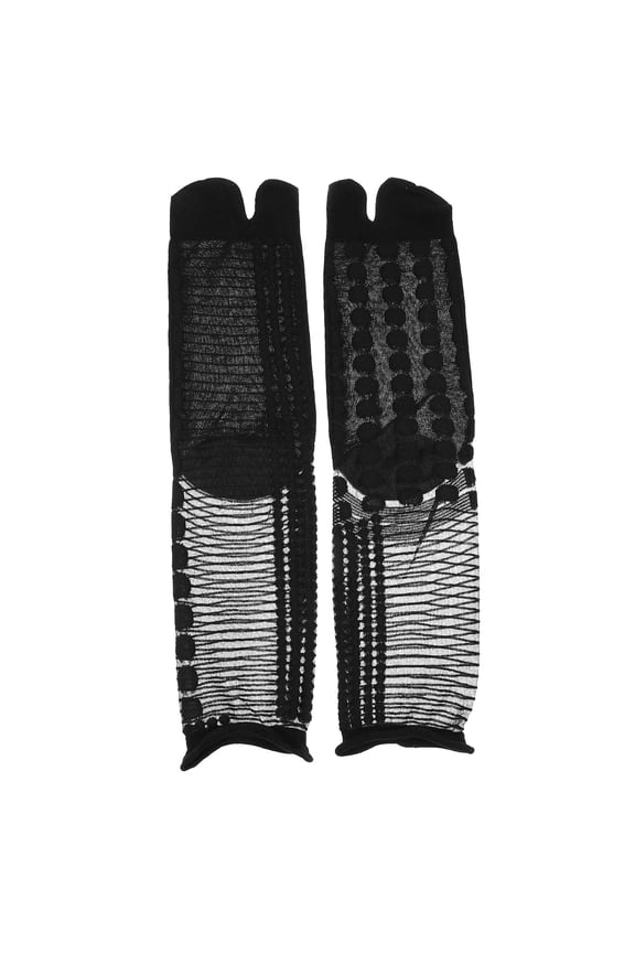 Black Nylon Two-Toe Flop Socks, Thin Tabi Style, Skin-Friendly and Breathable, One Size Fits All for Decoration