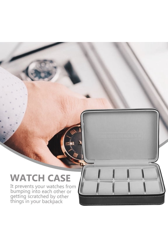 Travel Watch Case Black PU 1Pack Simple Storage for Watch Collectors