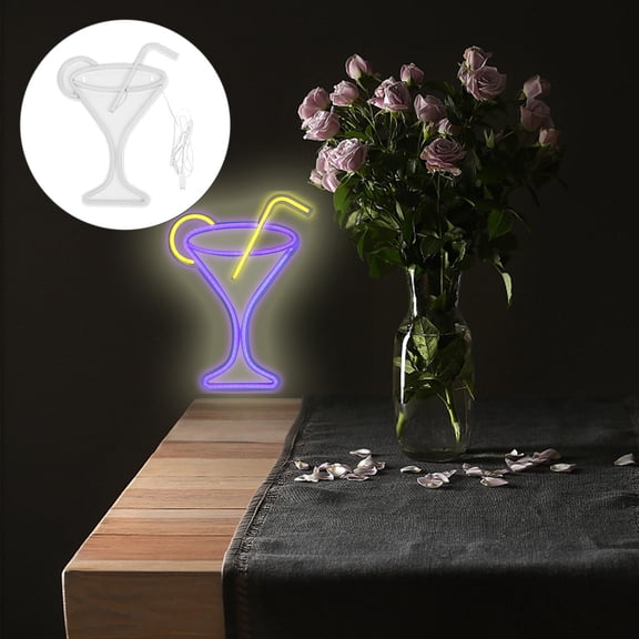 STRANDCHIC Blue Cocktail Design Neon Light Sign LED Decorative Lamp for Unique Home Decoration 12.5 x 8.5 Inches