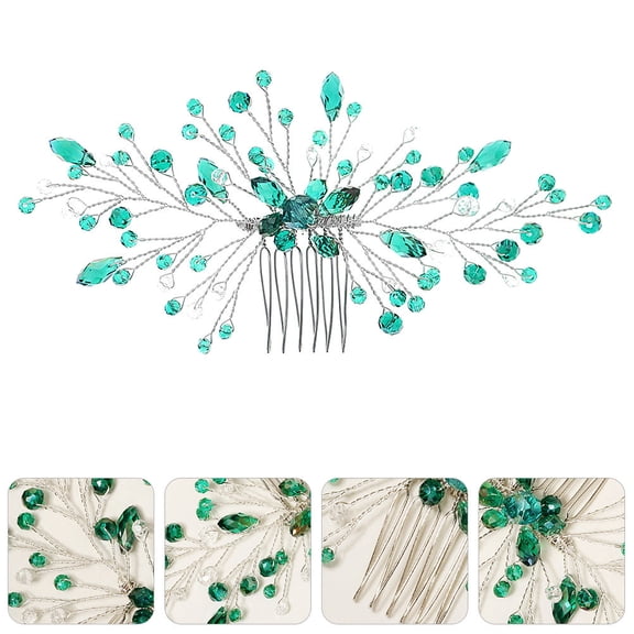 STRANDCHIC Wedding Hair Comb with Green Crystal Rhinestones for Bridal Hair Accessories Elegant Decor