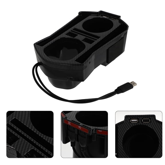 STRANDCHIC Plastic Center Console Container with USB Charging Port Car Storage Box