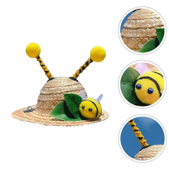 STRANDCHIC Pet Straw Hat Creative Design Assorted Color Summer Cool Decorative Kitten Headwear