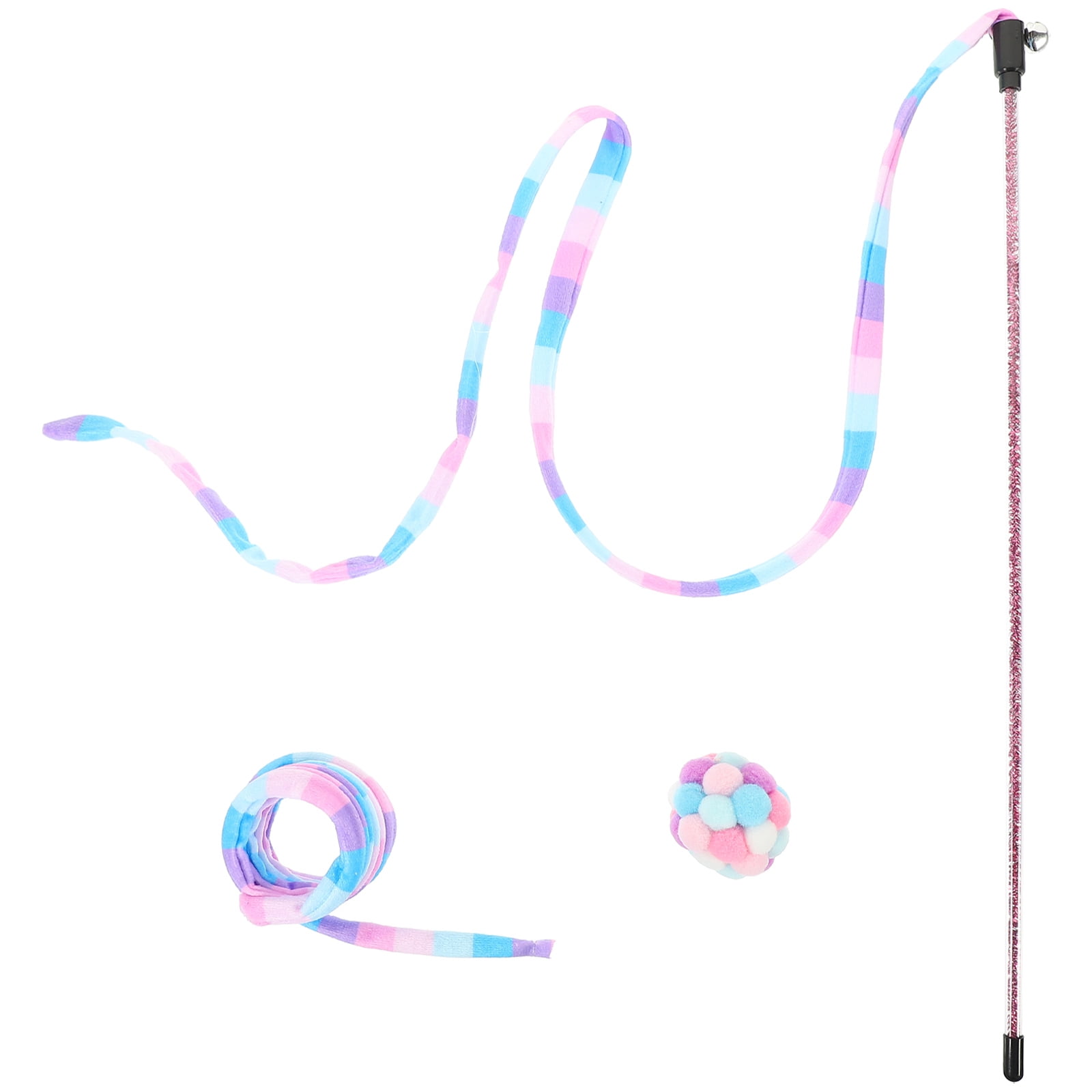 STRANDCHIC Plush Cat Toy Set with Teasing Stick for Indoor Cats, Fun ...