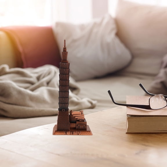 STRANDCHIC Chinese Style Desktop Ornament Alloy Architectural Sculpture Dark Brown Home Decor Decorative Figurine