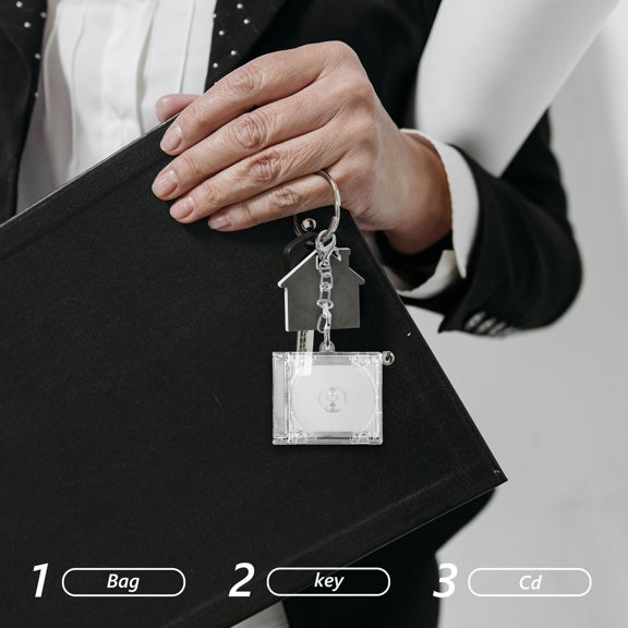 STRANDCHIC Clear Acrylic CD Keychains, Holder Pendants for Music Fans and Collectors