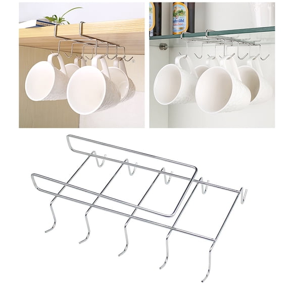 STRANDCHIC Stainless Steel Kitchen Cup Holder with 10 Space-Saving Hooks, and Stylish Organizer