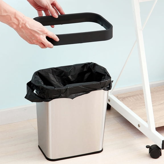 STRANDCHIC Compact Office Waste Basket Black Garbage Can with Lid 1Pack