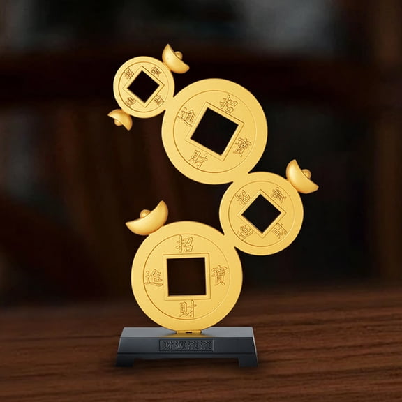 STRANDCHIC Chinese Copper Coin Craft Ornament Decorative Copper Coin Figurine Golden Good Luck Symbol 1 Pcs