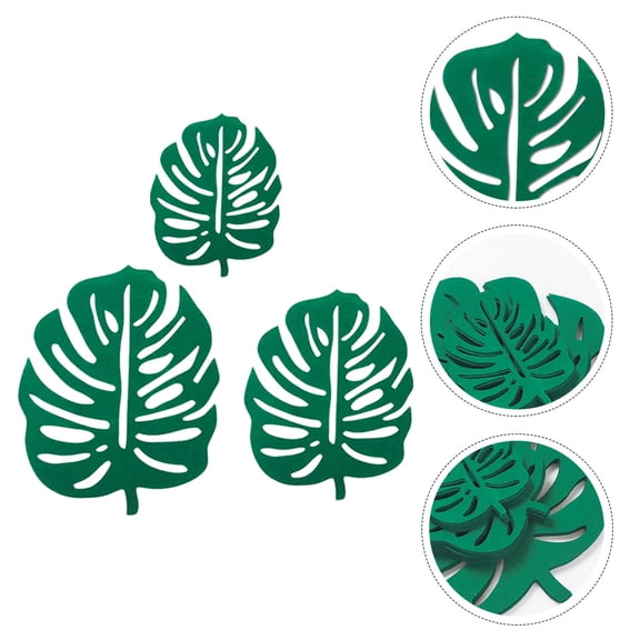 STRANDCHIC Cup Pad 24Pcs Monstera Felt Cup Mat for Coffee and Drinking Pads