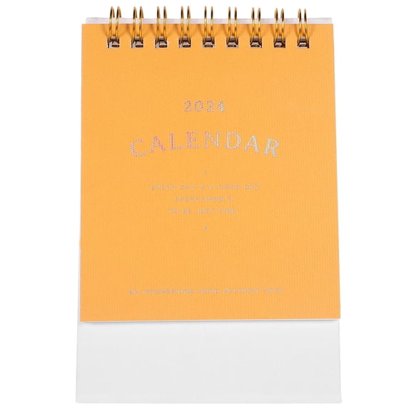 STRANDCHIC Monthly Desk Calendar 2024 Yellow Thick Paper for Office Accessories and Home Decor