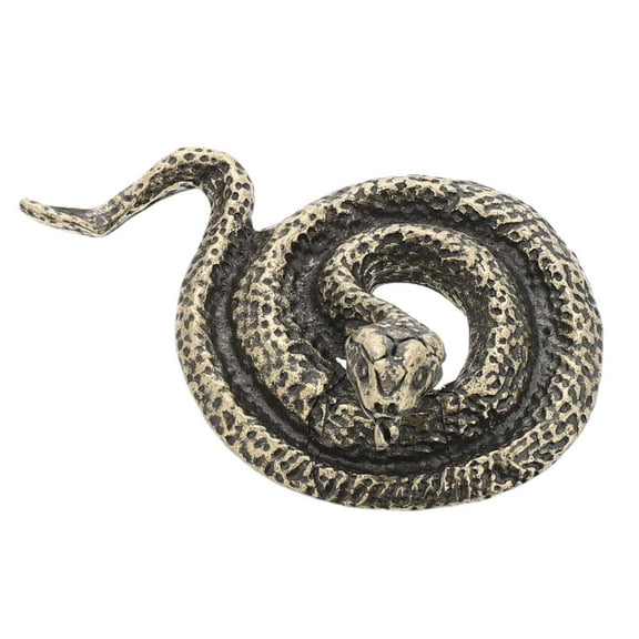 STRANDCHIC Realistic Snake Figurine Decor in Retro Yellow Brass Finish, 1 Piece, Unique Home