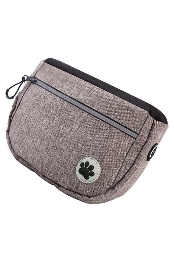 Dog Training Waist Bag Grey Large Capacity Snack Pouch with Zipper and Adjustable Strap