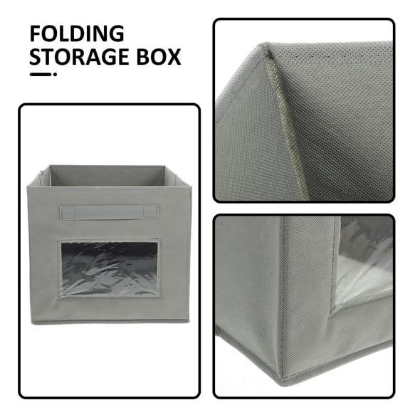 STRANDCHIC Multi Purpose Folding Storage Holder Grey with Transparent Window for Clothes and Sundries