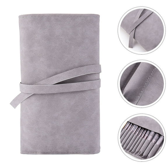 STRANDCHIC Lightweight Grey Makeup Brush Holder Folding Storage Pouch for Cosmetics