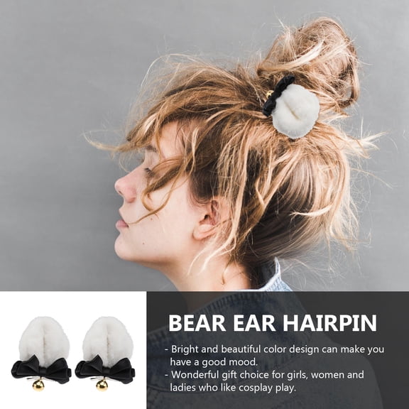 STRANDCHIC Bear Ear Cartoon Hair Clips Black, 1 Set Cute Hair Accessories for Women and Girls