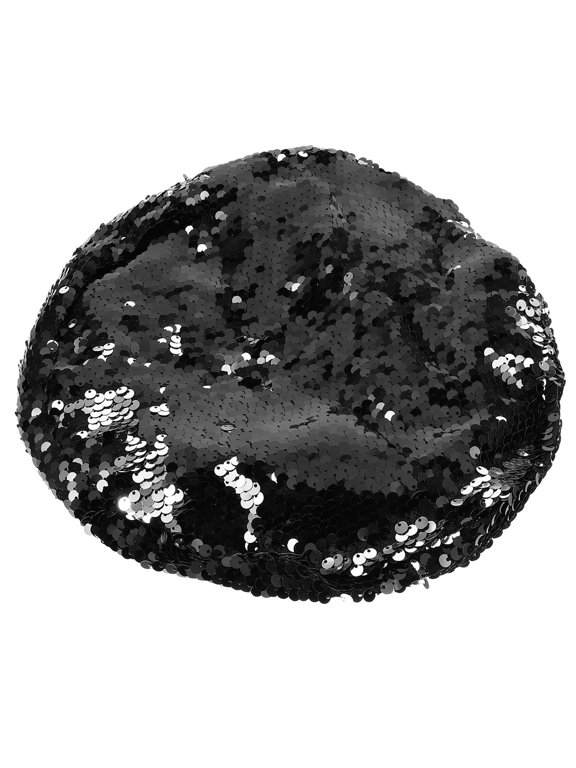 Elegant French Beret for Women, Soft Acrylic Fashion Hat with Stylish Sequin Detail