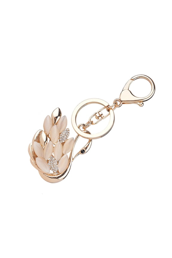 Elegant Rhinestone Keychain Pendant Swan Shaped Bag Hanging Decoration 1Pack