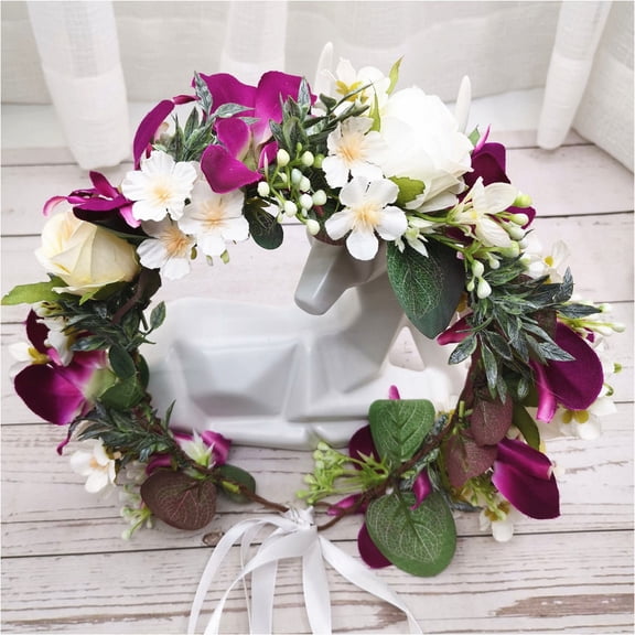 STRANDCHIC Floral Hair Wreath Multi Color for Elegant Wedding and Party Decor