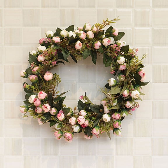 STRANDCHIC Outdoor Pink Rose Wreath Light Hanging Gar Decorative Wedding Gar Decor