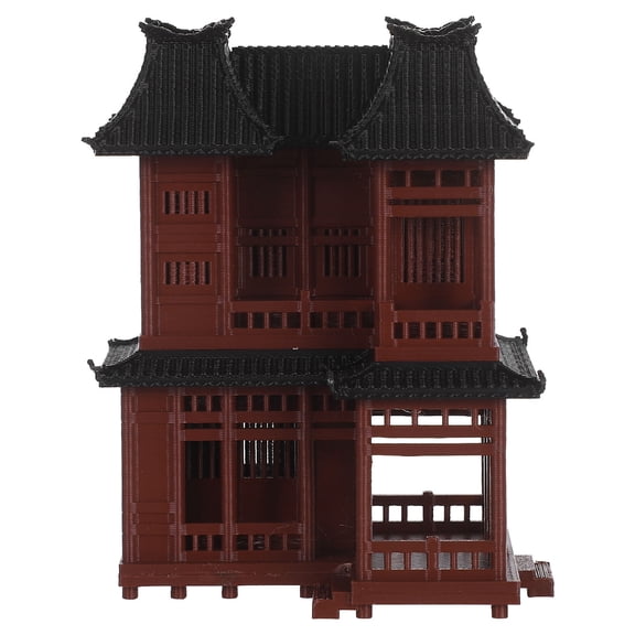 STRANDCHIC Bonsai Asian Accessories Miniature Pavilion Figurine Brown Plastic Home Decor 1Pcs