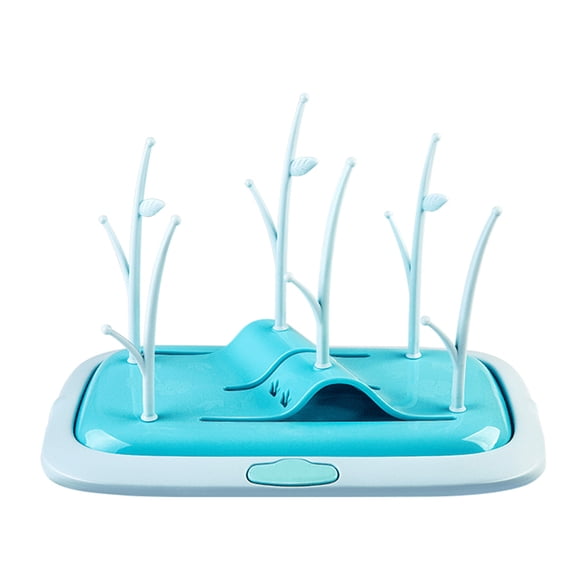 STRANDCHIC Feeding Bottle Organizer with 6 Pegs and Drain Reservoir for Efficient Drying and Storage
