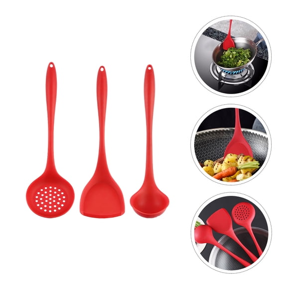 STRANDCHIC 3-Piece Food Grade Silicone Spatula Set Kitchen Utensils Red