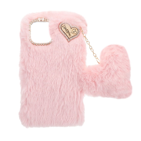 STRANDCHIC Plush Heart Phone Case Soft Cute Protective Cover for Girls Compatible with Most Phones 1 Set
