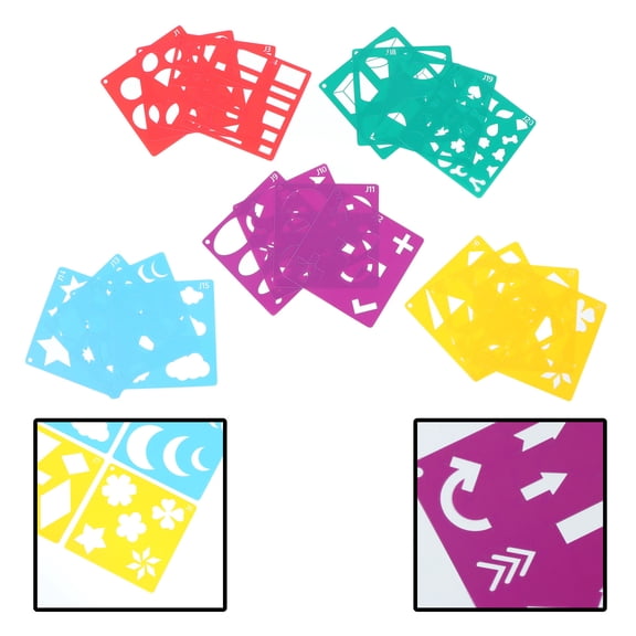 STRANDCHIC 1Set Reusable Assorted Color Painting Stencils Hollow Out Shapes for Home Craft Use