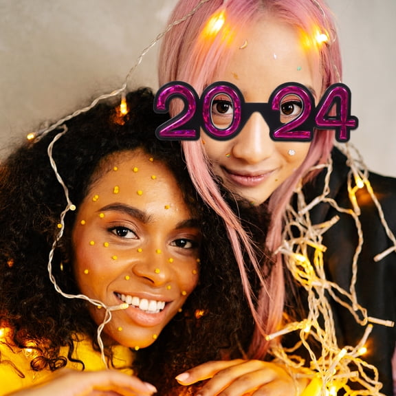 STRANDCHIC Rosy Number Glasses Party Props Set for New Year, Photo Booth Fun, Festive Decorations, and Celebration Favors