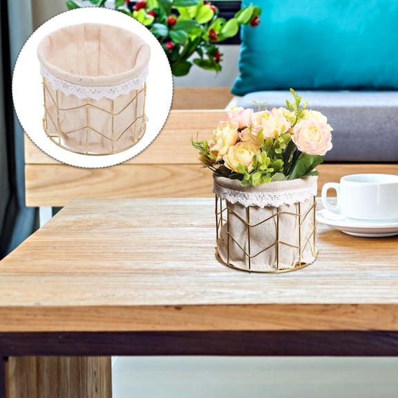 STRANDCHIC Back to School Floral Basket Wedding Flower Arrangement Basket Golden Iron 1Set