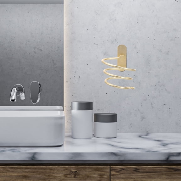 STRANDCHIC Golden Space Aluminum Hair Dryer Holder Wall Mounted Storage Organizer for Home and Barber Shop