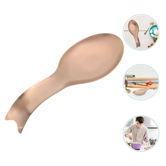 STRANDCHIC Vertical Spoon Rest Holder for Kitchen Countertop, Golden Cooking Utensil Stand, 1 Piece