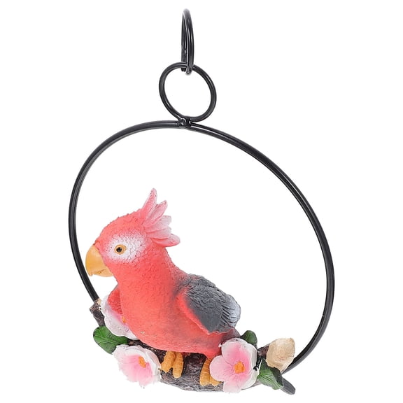 STRANDCHIC 1Pc Premium Grey Resin Bird Pendant Lifelike Parrot Ornament for Garden Yard Decoration