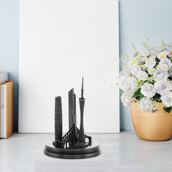 STRANDCHIC Guangzhou Tower Model Alloy Desktop Ornament Chinese Style Decorative Figurine Dark Grey 4.5 x 2.5 x 2.5 Inches