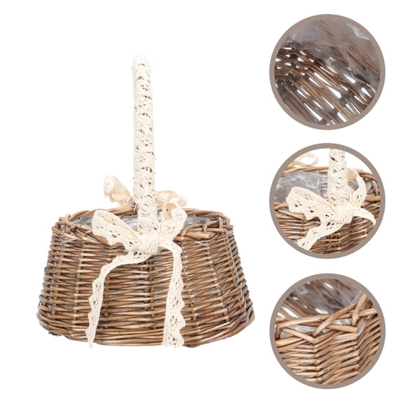 STRANDCHIC Woven Flower Basket Hand Woven Flower Storage Basket Coffee Wood 1Set